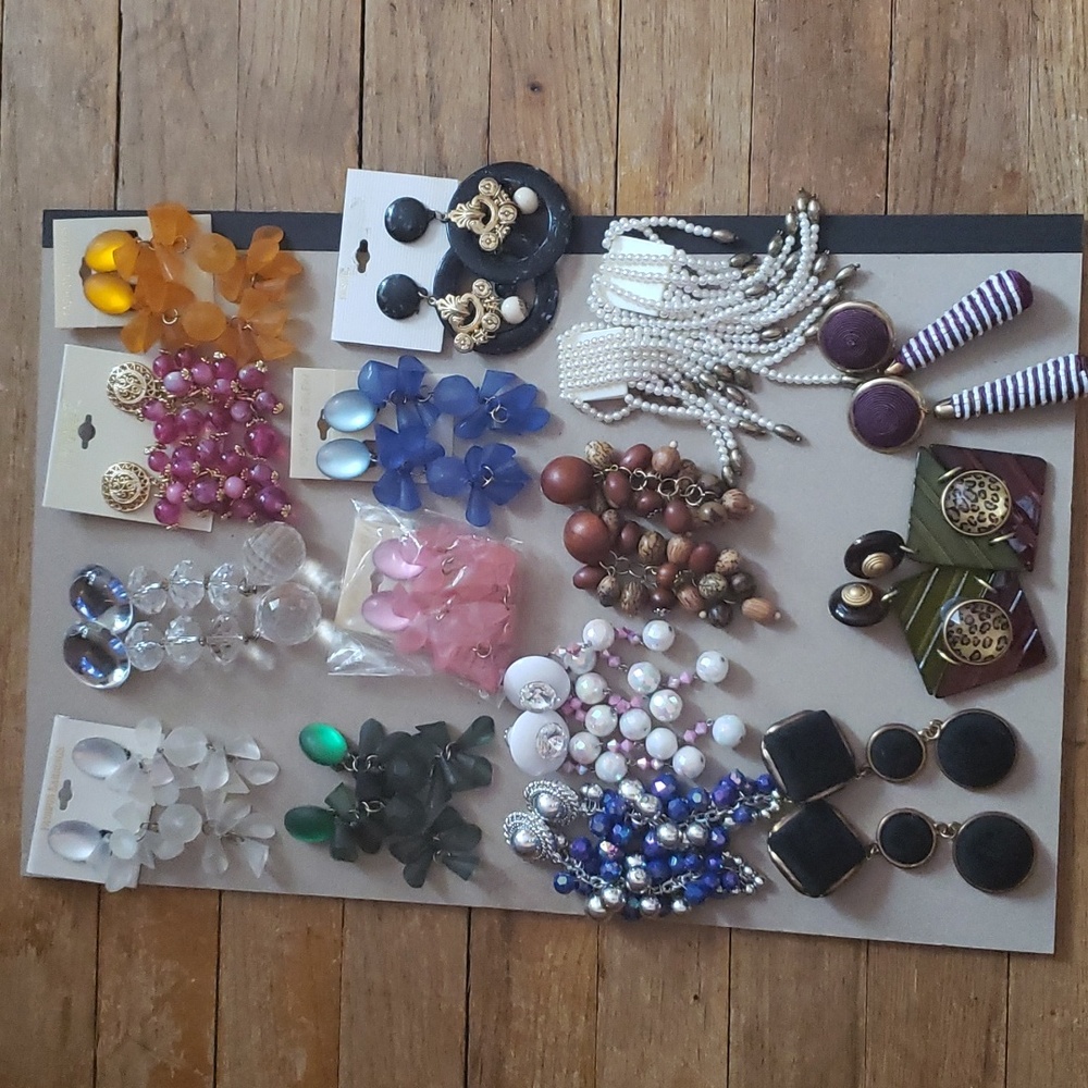 38 Pair of Various Clip On Drop and Button Earrings